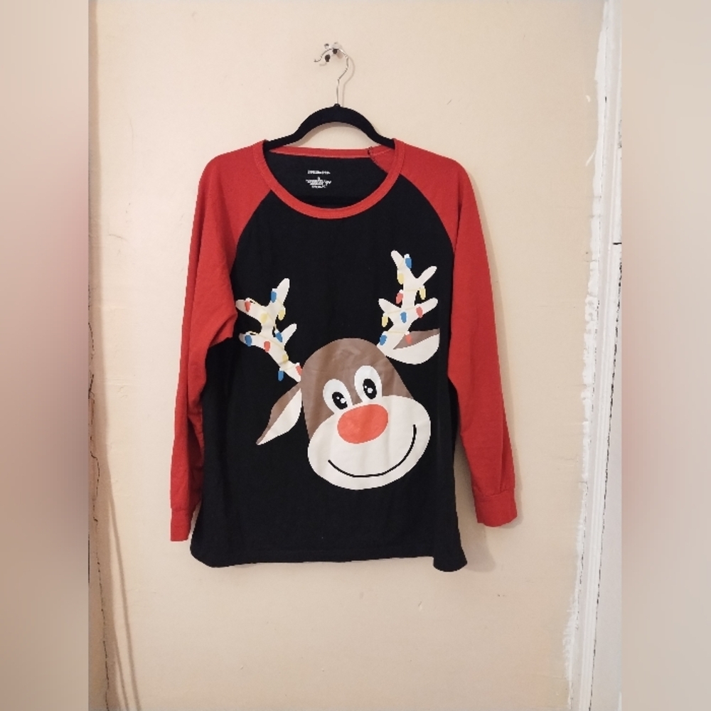 Dolphinfish Kids‎ Reindeer Graphic Holiday Sweatshirt Red Black Size Small